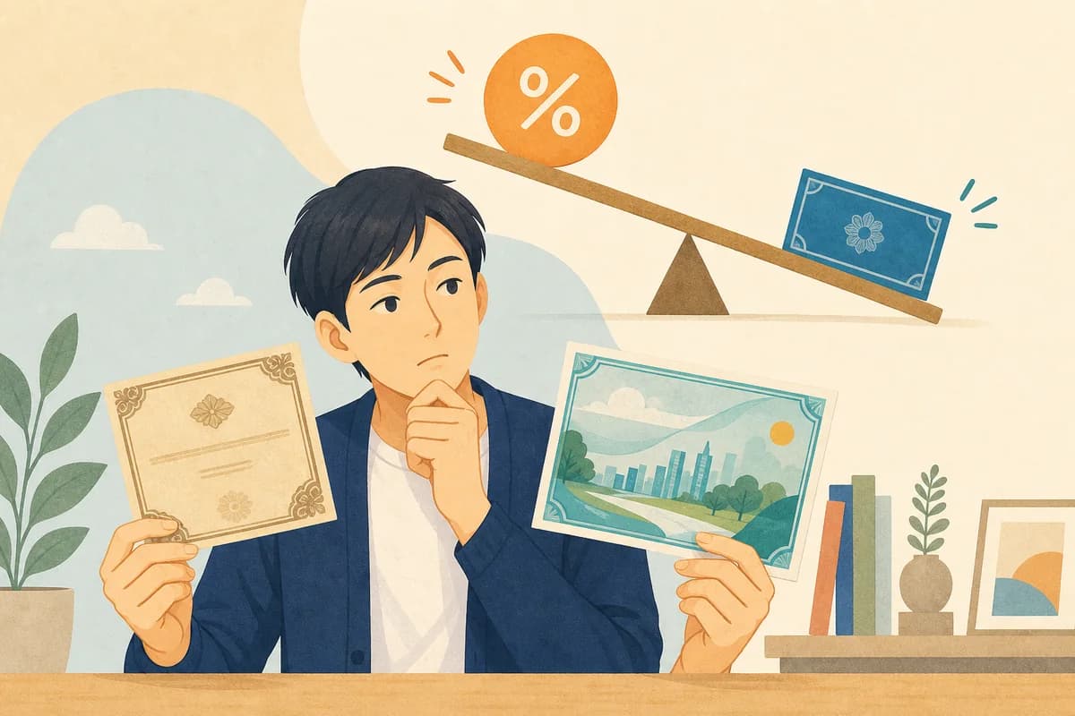 市場金利と債券価格の関係を比較しながら考える投資家のイメージ